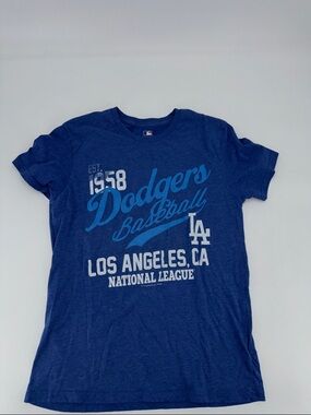 MLB Los Angeles Dodgers Navy and Light Blue Graphic Tee women’s medium
